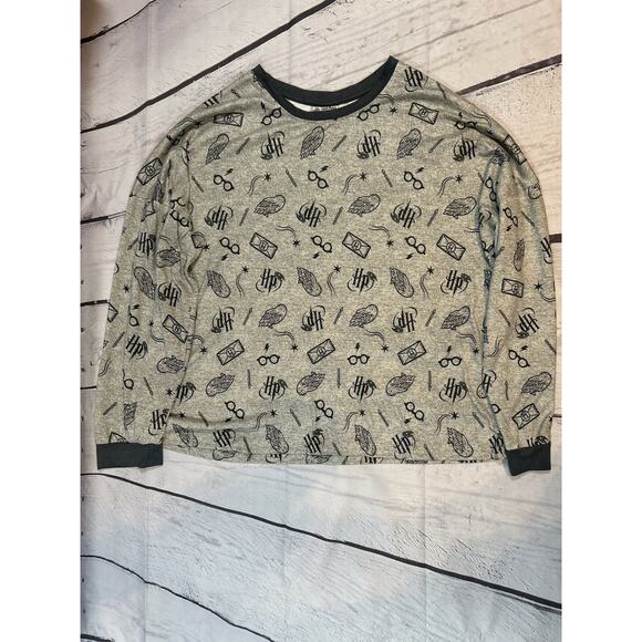 Harry Potter Wizard Magic Pajama Set 2PC Long Sleeve Top Jogger Pants Gray - Picture 5 of 7